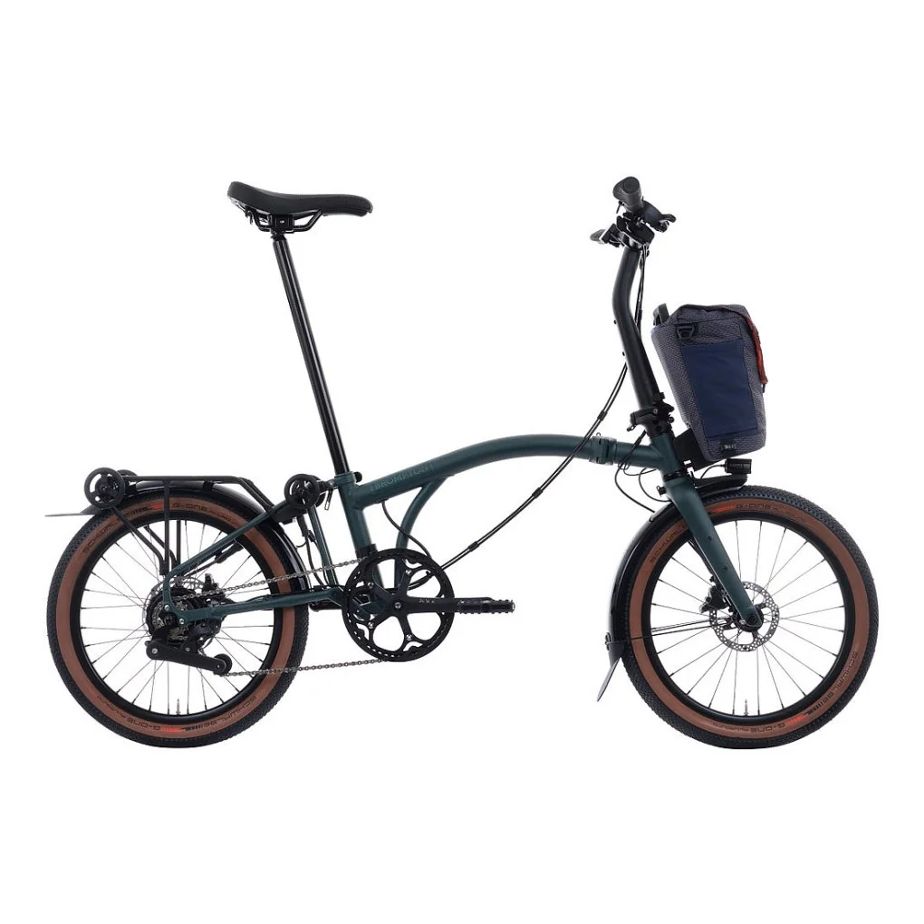 Brompton Electric G Line – 4 Speed – Medium Bar – Extended Seatpost – Rear Rack – 20″ E-Faltrad – 2026 – forest green